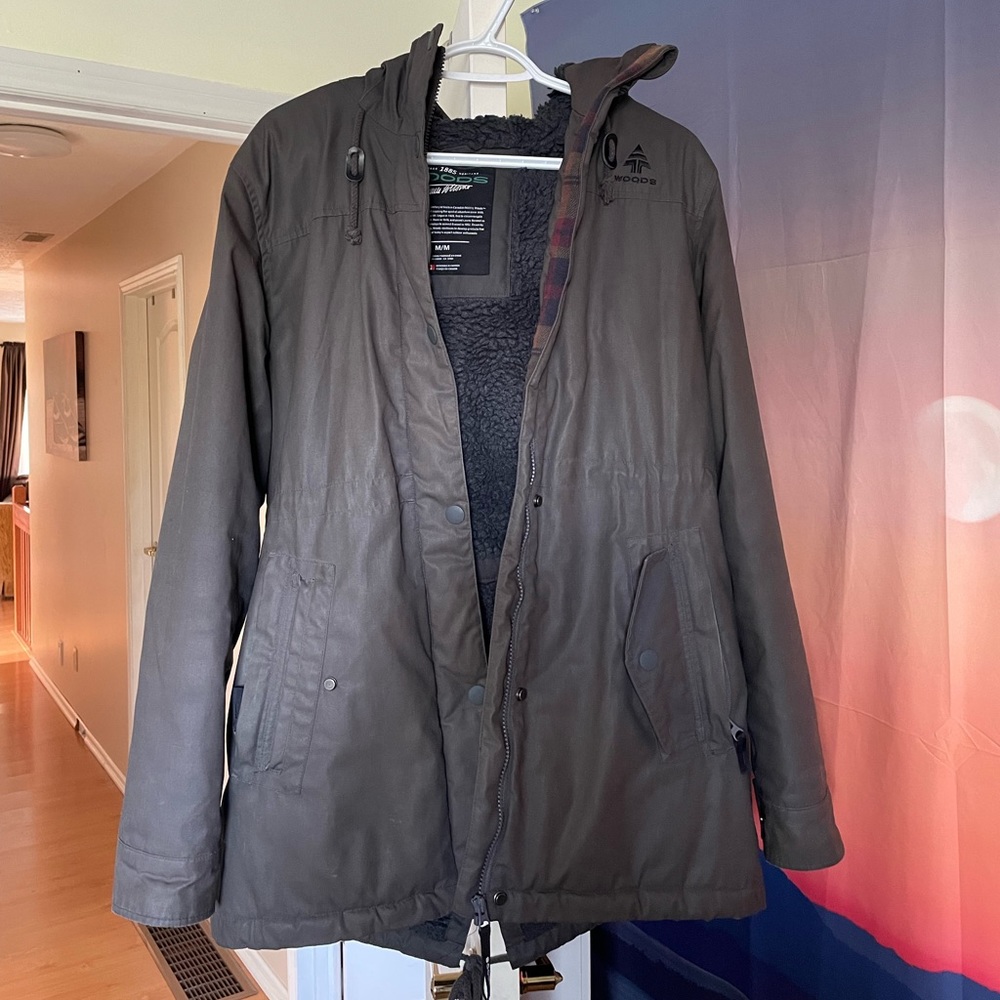 Dark gray parka